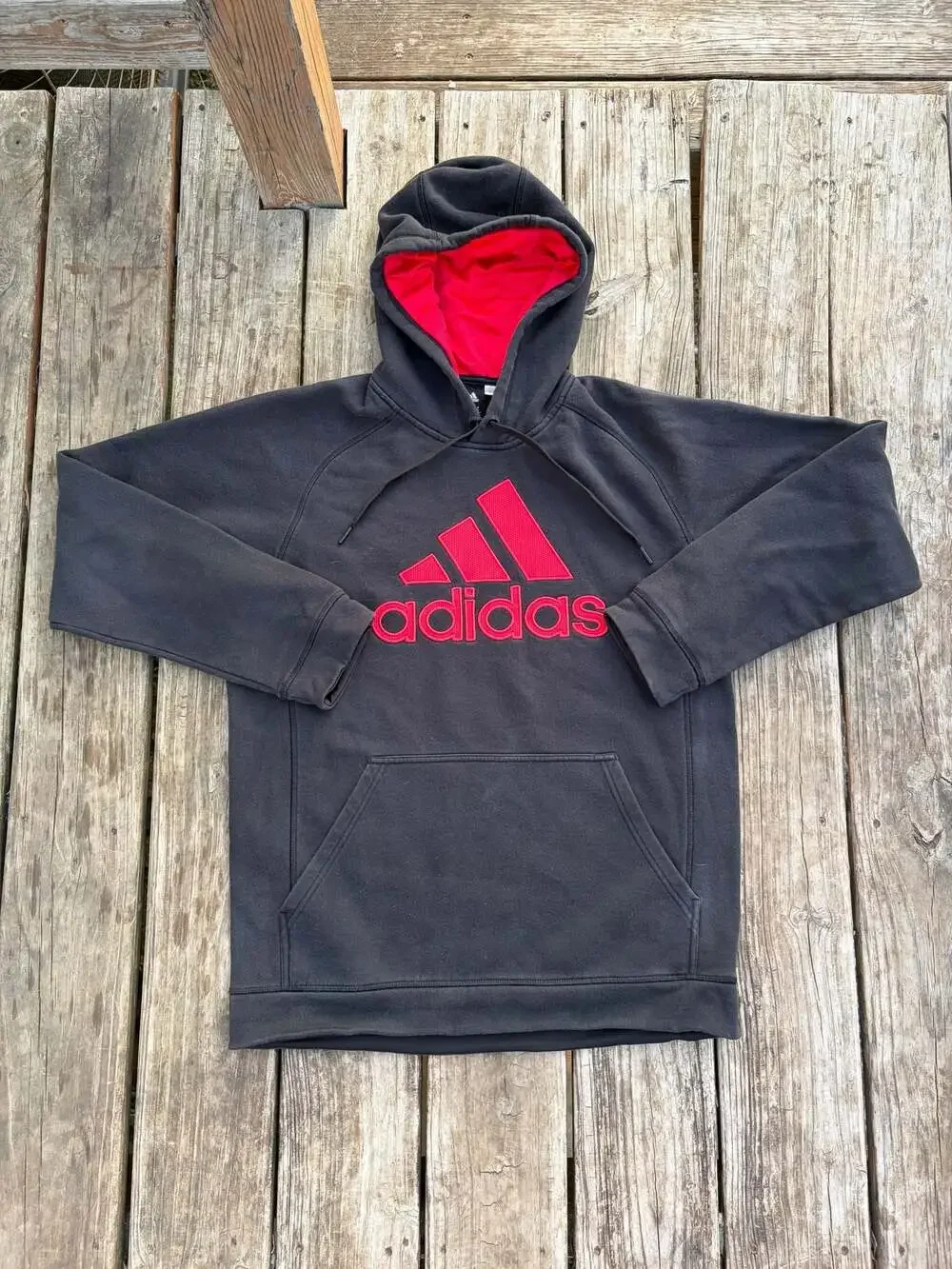Adidas Performance Pullover Hoodie Black Red Logo